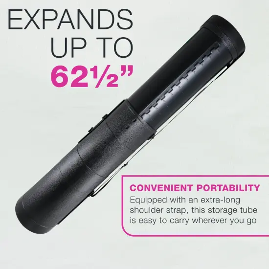 Jumbo Poster Tube - Telescoping Adjustable 36" to 62-1/2" - Durable 10-1/2" Diameter Storage Tube - Art Poster Carrier Holder & Blueprint Storage Drafting Tube Travel & Protection {3}