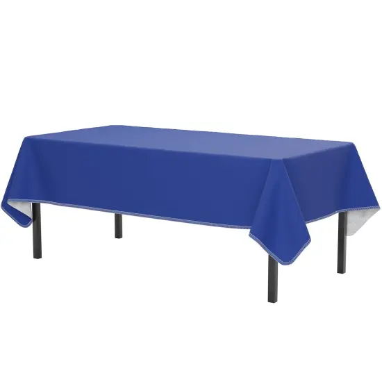 Exquisite Vinyl Tablecloth &ndash; 54" x 70" &ndash; Pack of 1 &ndash; Rectangular Plastic Table Cover with Flannel Backing &ndash; Reusable & Waterproof Tablecloth for Events and Parties Dark Blue {6}