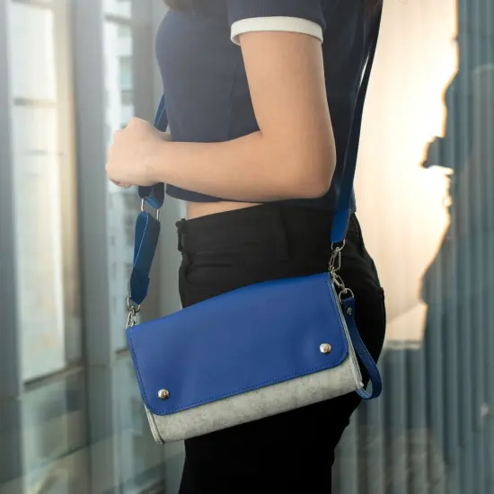 Insten Carrying Case Purse For Nintendo Switch and OLED Model, PU Leather Cover Travel Bag Sleeve Pouch, With Detachable Shoulder and Hand Strap For Girls Boys Women, Blue {7}