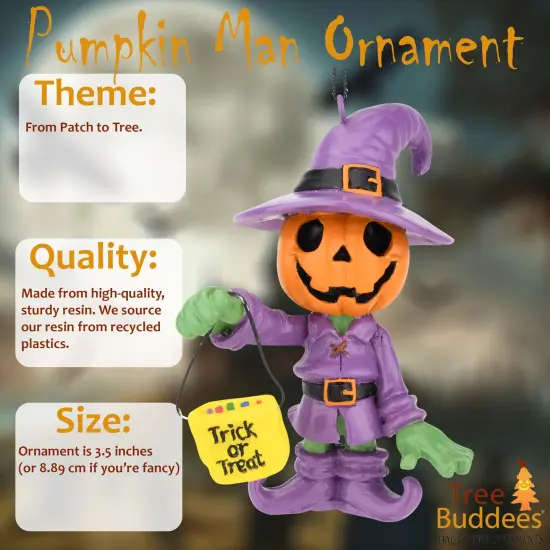 Tree Buddees Trick or Treating Pumpkin Man Halloween Ornaments {6}