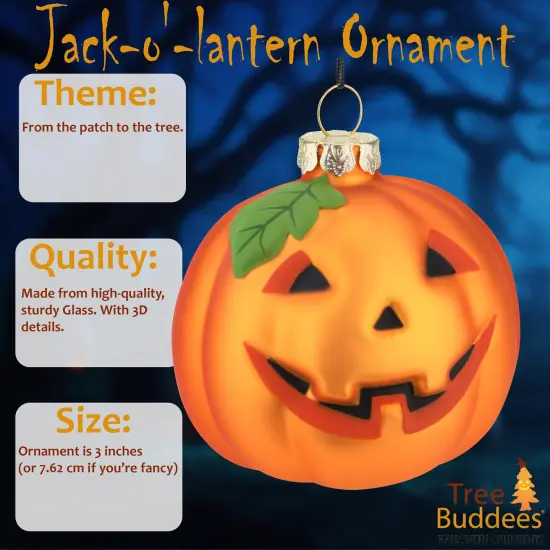 Tree Buddees Pumpkin Glass Bulb Jack-o'-lantern Halloween Ornament {6}