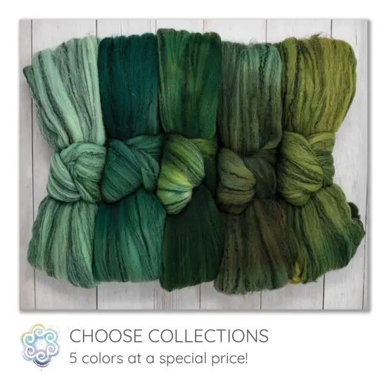 5oz Merino Tencel, Hand Dyed: Soft Lustrous Wool Combed Top Roving for Spinning, Felting, Weaving, and Textiles. Greenery {2}