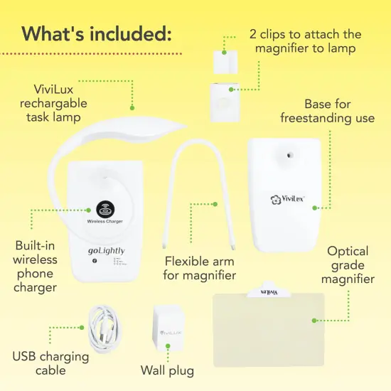 goLightly by ViviLux LED Craft Lamp with 3X Magnifier & Wireless Charger, Rechargeable Battery, Hands-Free Task Lighting for Crafts, Sewing & Reading {3}