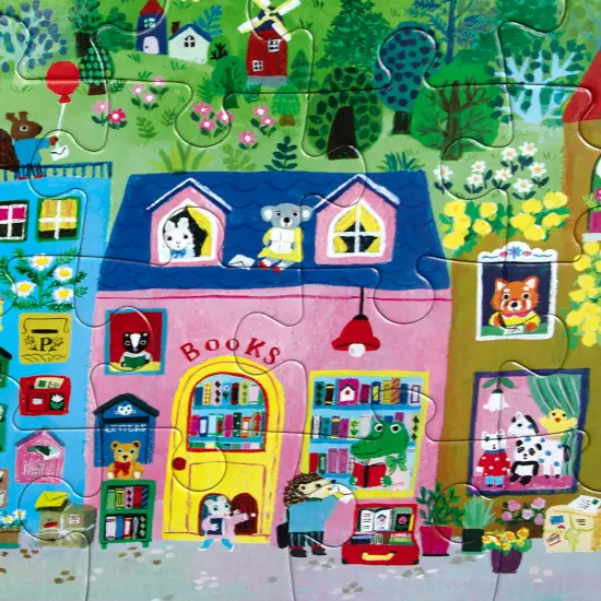 eeBoo: Yumi&rsquo;s Village - 20 Piece Puzzle - 15x11" Jigsaw, Oversized Pieces, Vibrant Town & Shop Scene, Whimsical Animal Characters, Preschool, Kids 3+ {7}