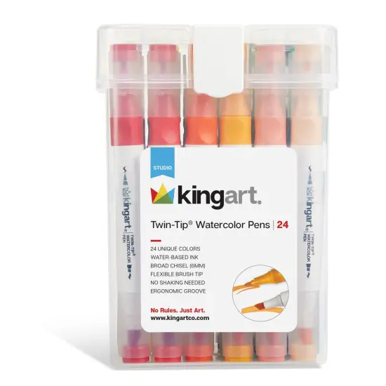 KINGART&reg; Twin-Tip&reg; Watercolor Pens 24 Colors {2}
