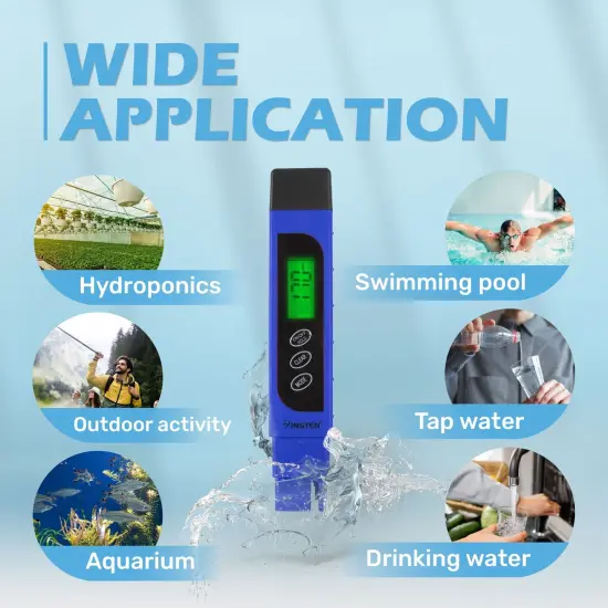 Insten - TDS Meter Digital Water Tester for Drinking Water, 3-in-1 TDS, 0-9999ppm, Temperature and EC Meter with Carrying Case, Blue {6}