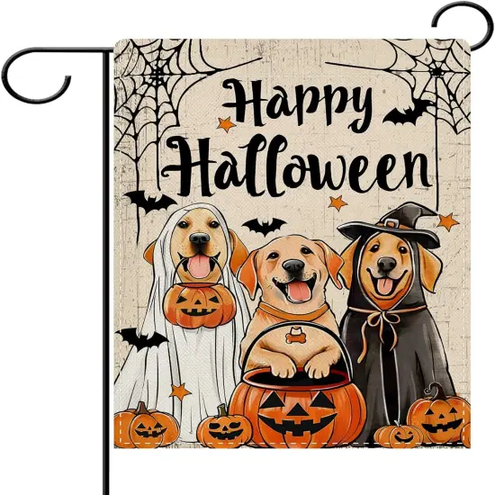 Happy Halloween Ghost Dogs Decorative Garden Yard Flag - 12 x 18inch(Three Ghost Dogs) {5}