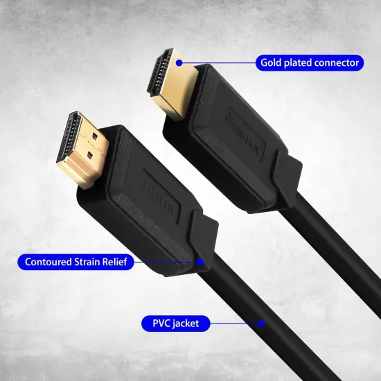 Insten - 2 Pack HDMI Male to Male Cable, 2.1 Version, 8K 60Hz, 48Gbps, PVC Cable, Gold Connectors, 1.5ft , Black {5}