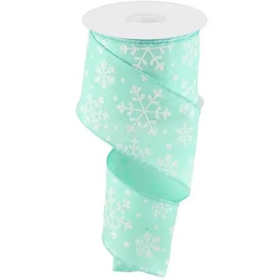 2.5" Snowflake Ribbon: Mint Green (10 Yards) {1}