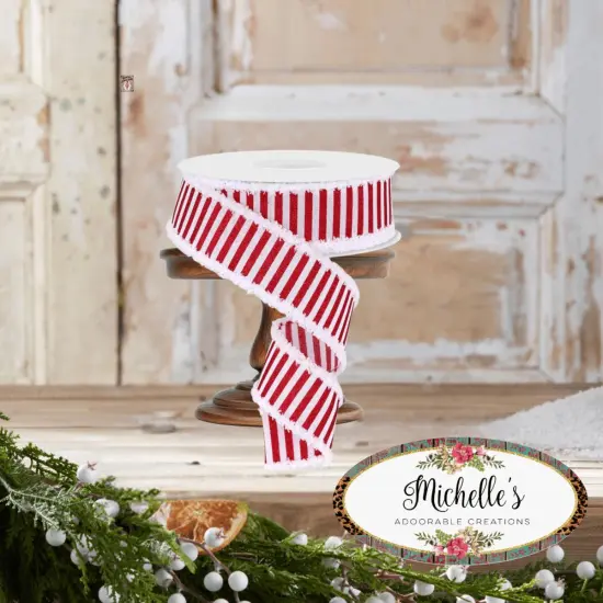 1.5" Glitter Stripe Drift Ribbon: Red (10 Yards) {2}