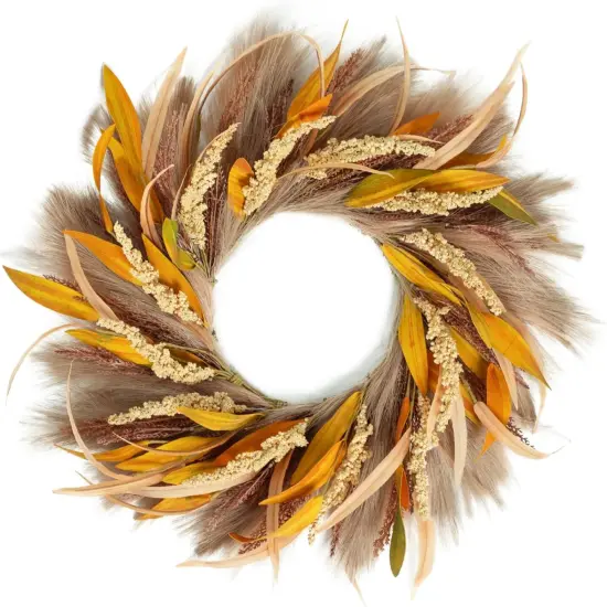 24 Inch Fall Wreath - Light Brown Reeds {1}