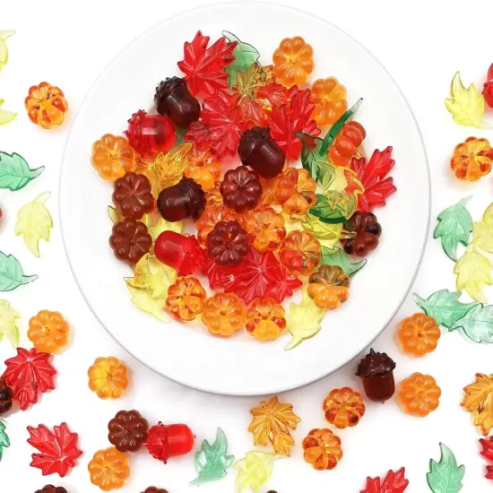 125 Pieces Fall Acrylic Pumpkin for Table Scatter {2}