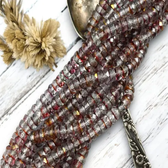 *50* 4x6mm Crystal Rainbow Luster Fire Polished Heishi Rondelle Beads {4}