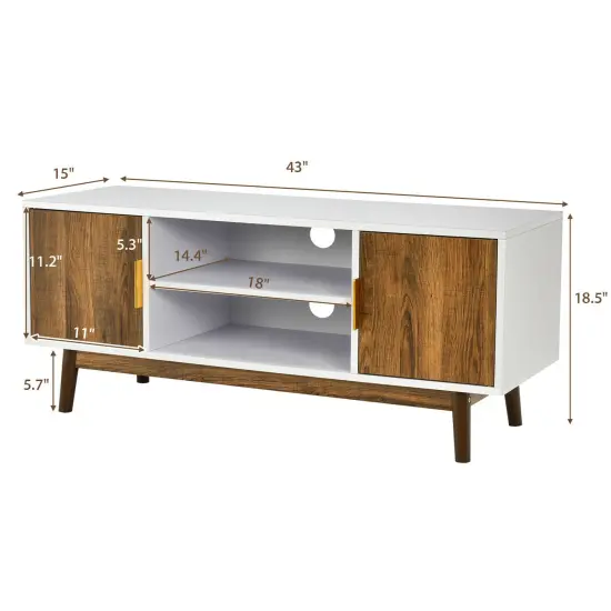 Costway TV Stand Entertainment Media Console w/2 Storage Cabinets & Open Shelves {3}