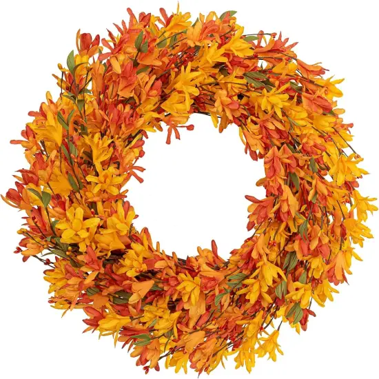 Orange Artificial Thanksgiving Fall Wreath {1}