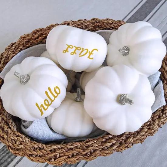 8 Pcs White Mini Artificial Pumpkins {5}
