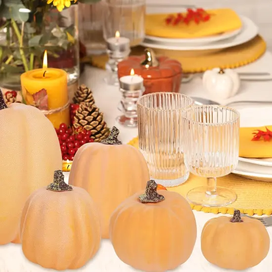 7 Pcs Assorted Size Fall Pumpkins Table Display (Light Orange) {5}