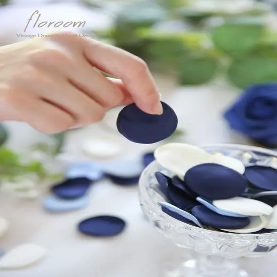 300pcs Rose Petals Dusty Blue Navy Faux Silk Flower Petals for Wedding Flower Girl Basket Aisle Scatter Dinner Table Centerpieces Party Confetti Decoration {4}
