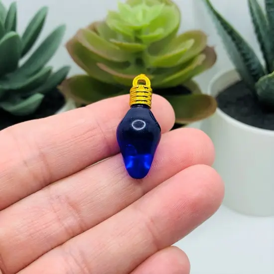 Blue Christmas Lightbulb 3D Acrylic Charms, 12x30mm {2}