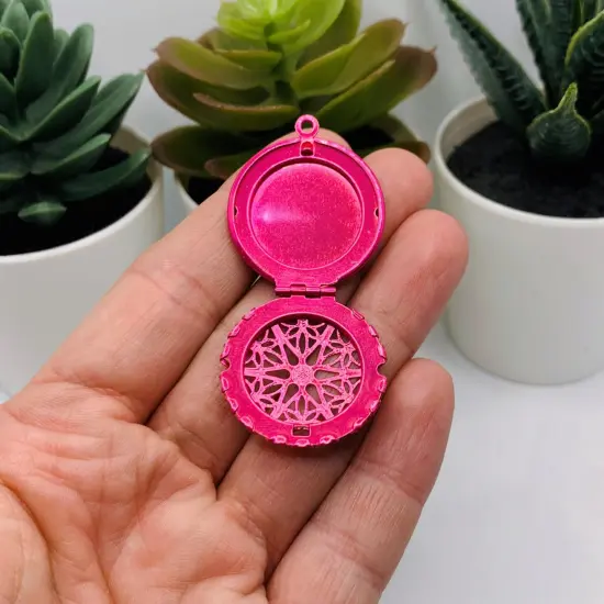 Bright Pink Filigree Aromatherapy Essential Oil Diffuser Lockets {4}
