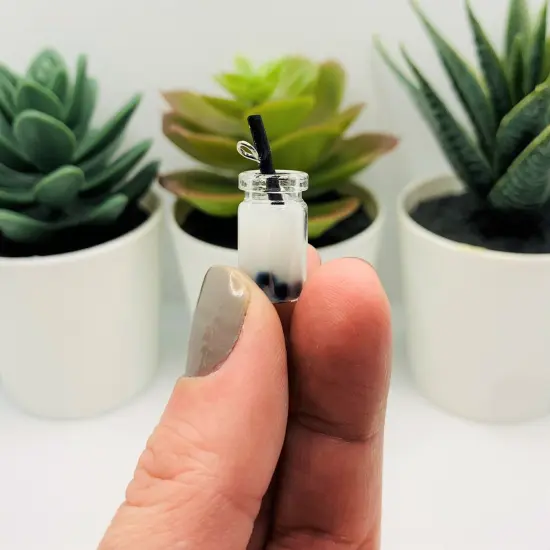 White Boba Milk Tea 3D Charms, 27x12mm {2}