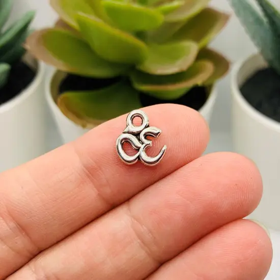 Silver Om/Ohm Symbol Charms, 16x11mm {3}
