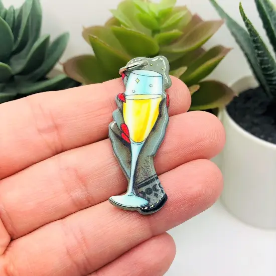 Creepy Christmas Witch Hand with Champagne Charms, 45x17mm {3}