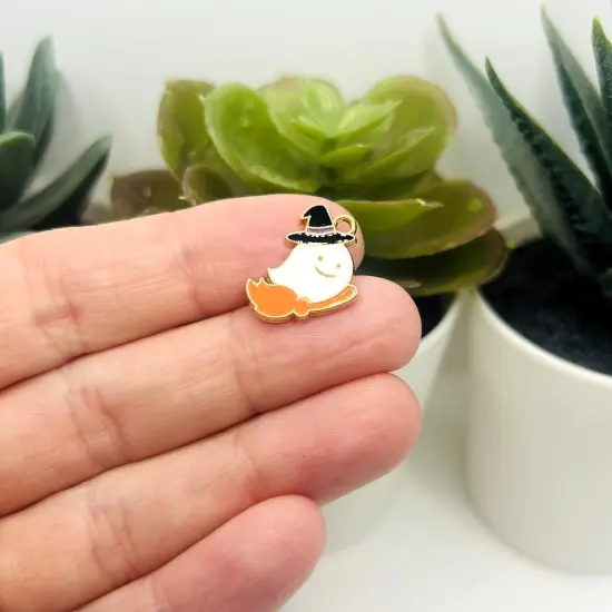 Witch Ghost Halloween Charms, 17x15mm {3}