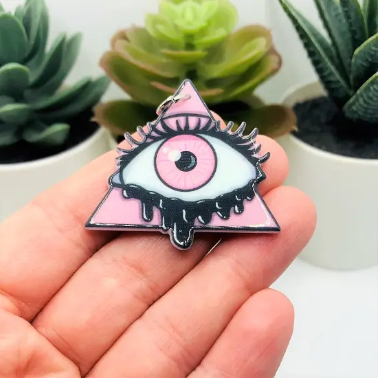 Pink Goth Evil Eye Halloween Charms, 40x41mm {2}