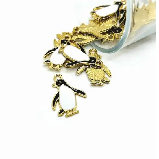 Enamel Penguin Charms, 23x17mm {1}
