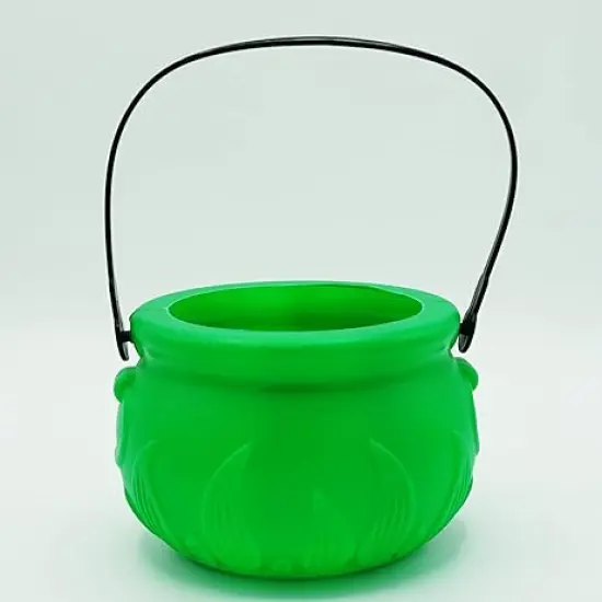 5" St Patrick&rsquo;s Day Pot of Gold with 100 Lucky Coins - Green Pot of Gold Cauldron Plastic Bucket for Leprechaun Decorations, Green & Gold Coins Plastic Bulk by 4E's Novelty {6}