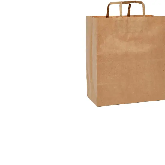 Flat Handle Kraft Grocery Bags 12" x 7" x 17" Multi Purpose {5}