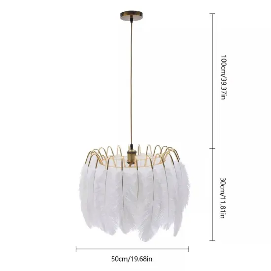 Modern White Feather Ceiling Light Pendant Lamp Chandelier Home Bed Room Decor {2}