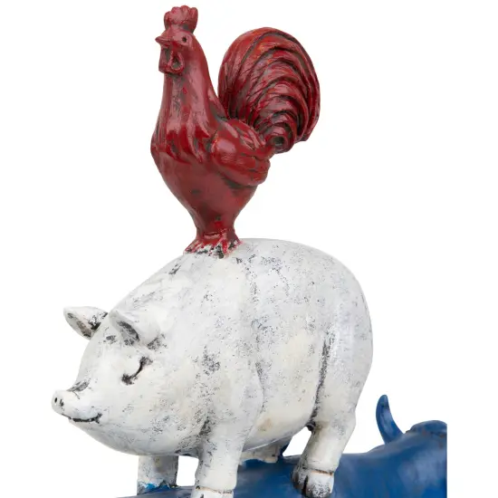 Northlight Stacked Patriotic Farm Animals Outdoor Garden Statue - 12" Blue {7}