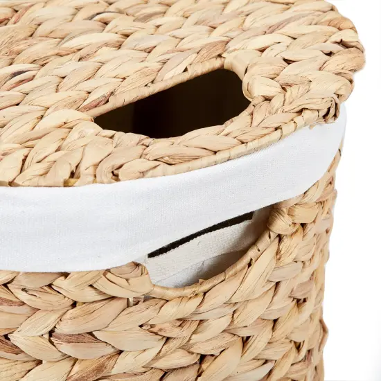 Seville Classics Natural Handwoven Lidded Oval Double Laundry Hamper, 22.75" W x 13" D x 24" H {6}