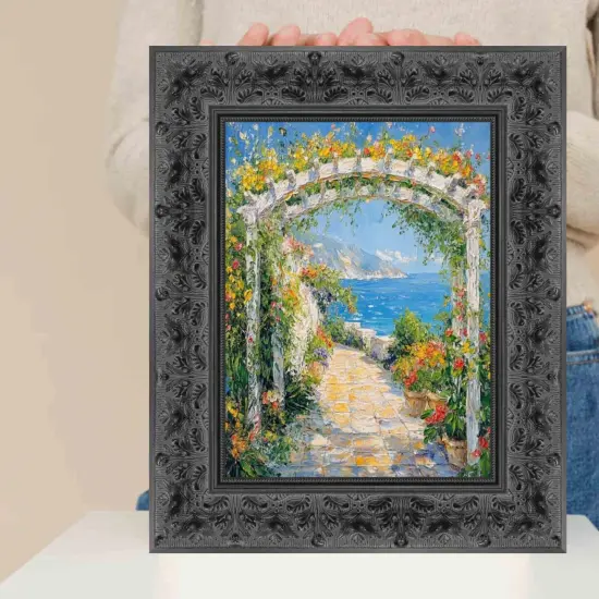 Wide Vintage Antique Black Floral Picture Frame 12x20 frame {7}