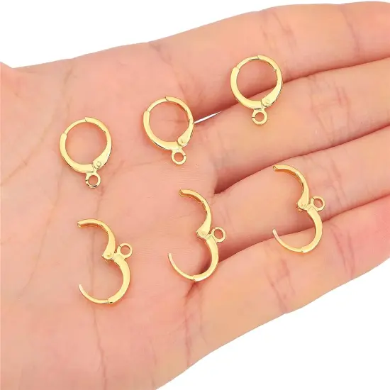 18K Gold Plated Earring Hooks Round 12mm 20pcs {3}