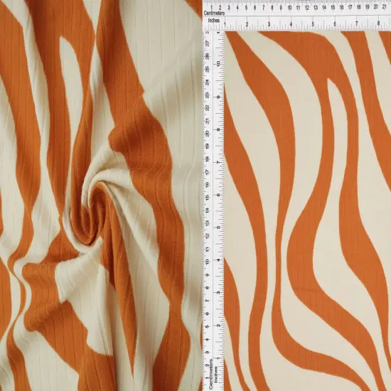 1 Yard 8X3 Yummy Rib Abstract Zebra Stretch Sublimation Fabric 58/60 Inches Wide MANGO {1}