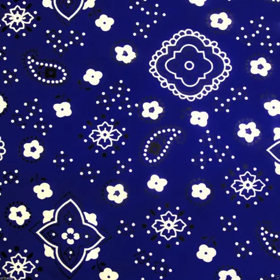 1 Yard DIY Bandana Print Fabric Soft Cotton Poly, Continuous Yardage, Machine Washable 58/59 Inches Wide Black {2}