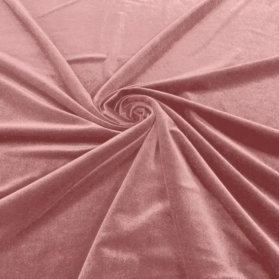1 Yard Luxurious Stretch Velvet Fabric Polyester Lycra Spandex 58/60" Wide Blush Pink {1}