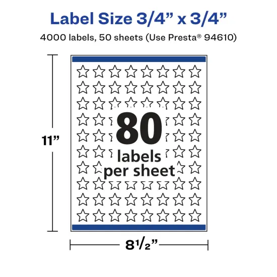 Avery Glossy White Star Labels with Sure Feed, 3/4" x 3/4" {5}