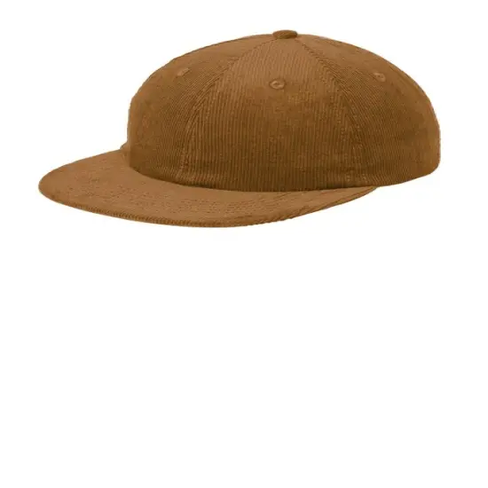 Port Authority&reg; Corduroy Cap, Unstructured Mid Profile Flat Bill Hat with Adjustable Snapback Duck Brown {1}