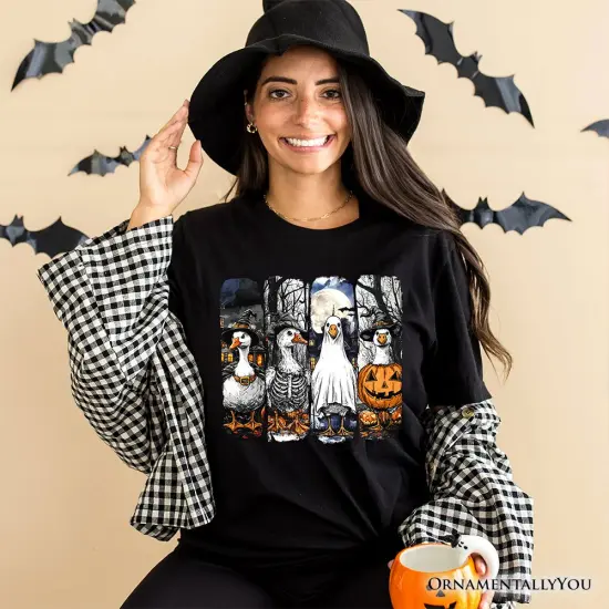 Halloween Goose in Costume T-Shirt, Spooky Fall Geese Tee for Bird Enjoyers {5}