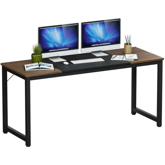 Black-Coffee 63" Study Writing Desk with Iron Frame and Adjustable Footpads {2}