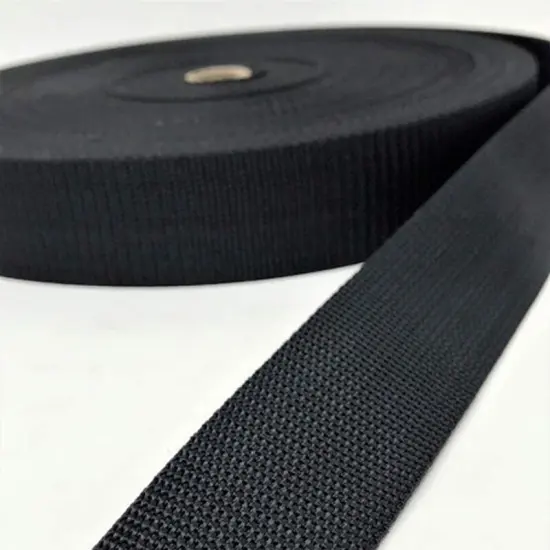 Black Polyester Webbing 1 Inch 1.5 Inches 2 Inches 50 Yards Full Roll {3}