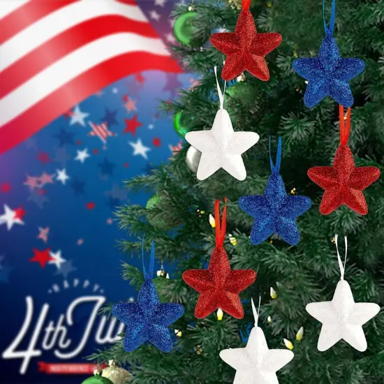 6cm - 24 Pcs 4th of July Decorations for Tree Ornaments ,Red White Blue {5}