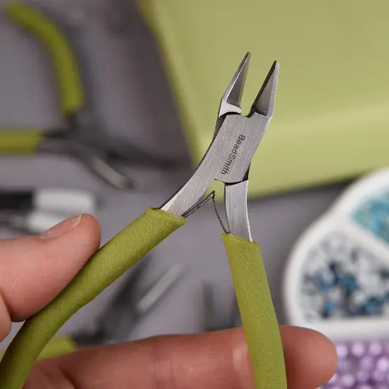 The Beadsmith Fashion Color Pliers &ndash; Slimline Color-Coordinated Tools &ndash; Matching Clutch in Beige &ndash; Jewelry Making Supply Kit to Create Necklaces, Bracelets, Earrings & More Light olive {2}