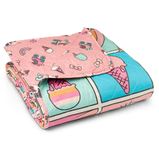 Sanrio Hello Kitty and Friends Quilted Blanket Rainbow Pink {2}