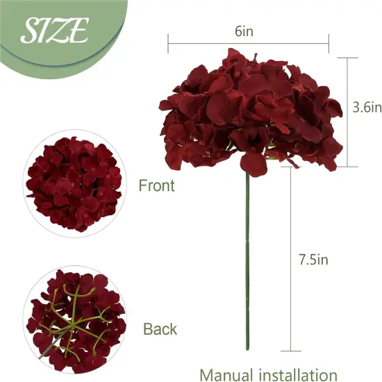 64PCS Bundles of Burgundy Hydrangea Artificial Flowers {3}