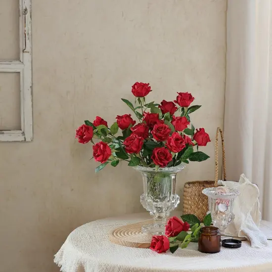 60 Pcs Artificial Rose Flower Realistic Faux Silk Roses Stem Fake Roses Bouquet for Flower Arrangement {4}